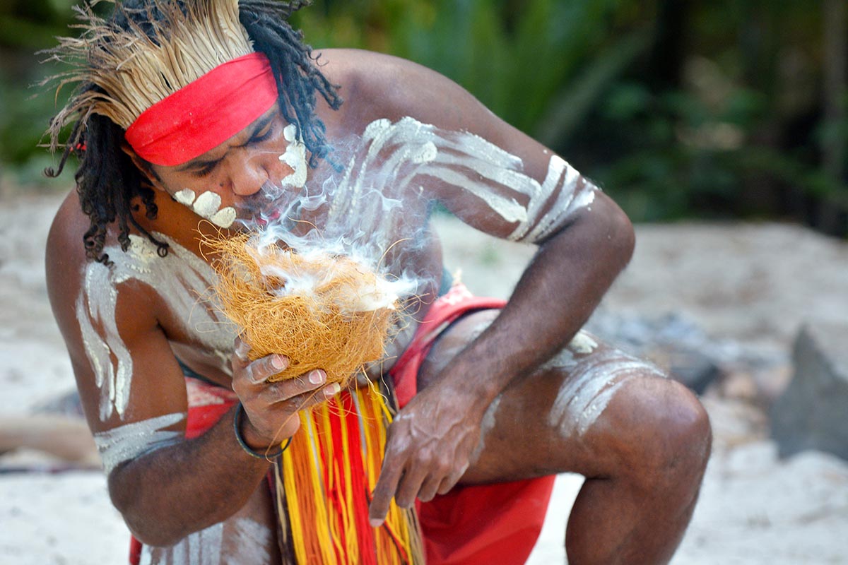 Aboriginal Warrior Making Fire